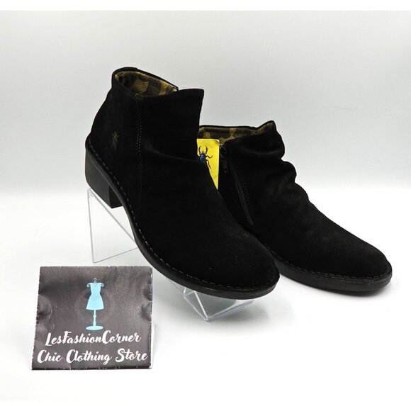 NWT Fly London Women's Black Suede Merk Ankle Bootie Size 8.5  (39) 2821 - Picture 4 of 15